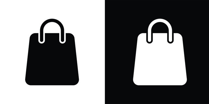 Shopping bag retail icon set. Store commerce symbols. Customer purchase package and merchandise carry signs. commercial shop icons collection