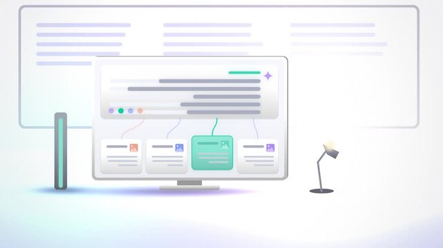 AI answer with cited sources room scene endless loop