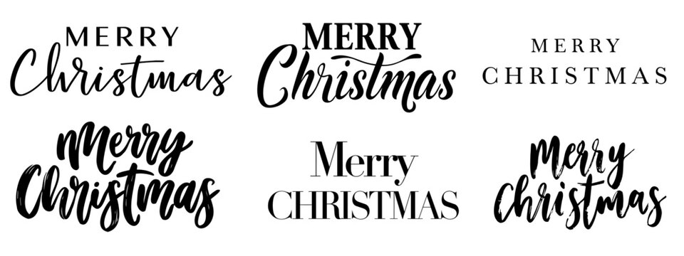 Halloween template vector design set collection - Merry Christmas black text font typography, isolated background