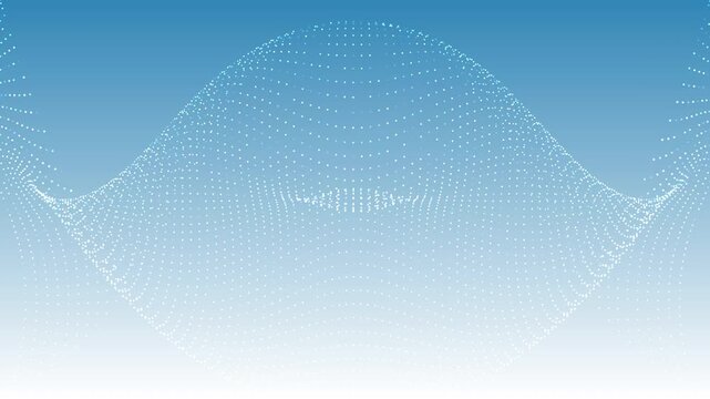 Abstract animated video background featuring a cool sky blue gradient and tiny white dot particles that curl and rise toward the center, forming a globe-like spherical structure.