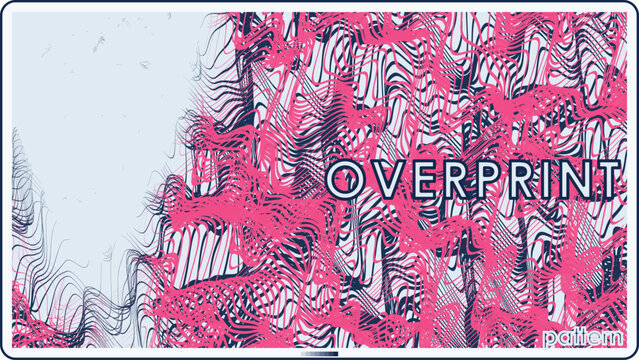 Pink and Navy Warped Halftone Lines Abstract Overprint Pattern