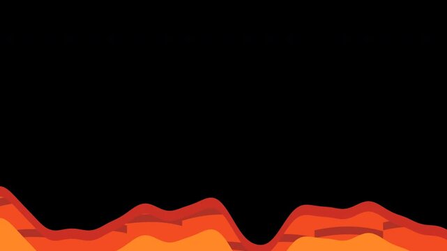 Orange liquid fire flame rising wave wipe transition on transparent background