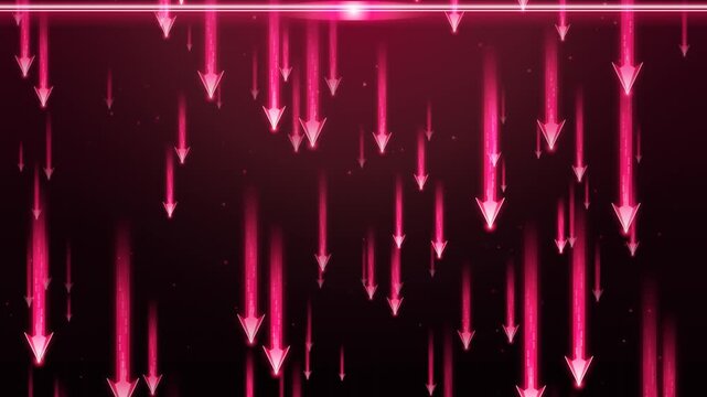 4K Descending Neon Arrows Loop Futuristic Cyber Digital Stream Background