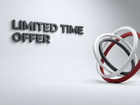 Limited time offer 3d text sign with abstract spinning rings for marketing promotion