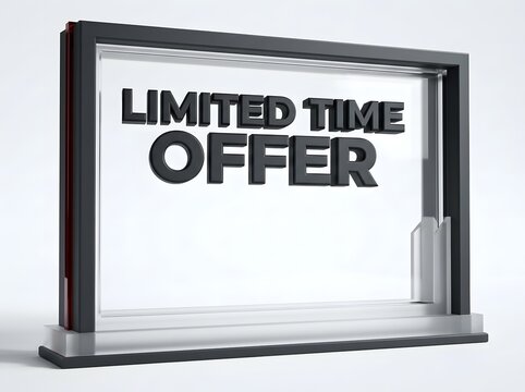 Black frame with limited time offer text sign display for business promotion and sales