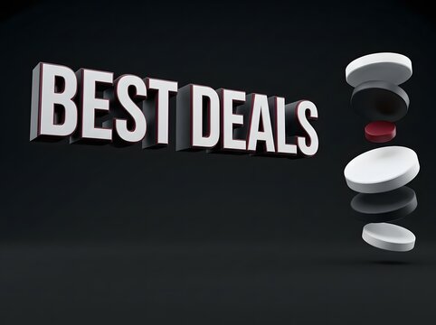 Best deals 3d text sign with a wooden hammer gavel on a dark black background