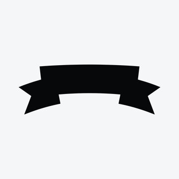 Blank vintage curved banner ribbon vector silhouette icon for design label decoration