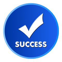 Round button with checkmark and success word © Blue_Store