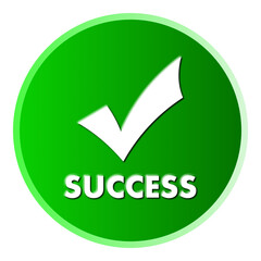 Round button with checkmark and success word © Blue_Store