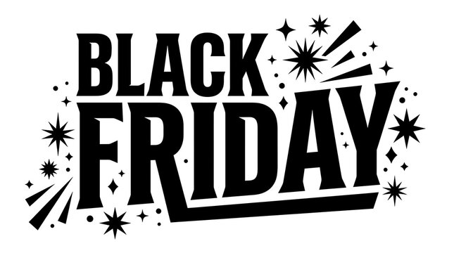 Black Friday sale typography with stars on a white background