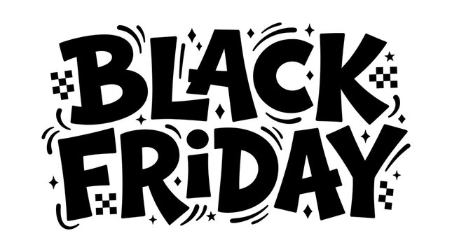 Black Friday lettering with sparkles on a white background bold typographic design