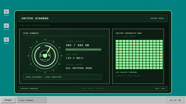 Disk Sector Scanner Interface Displaying Progress Analysis for Hardware Integrity Verification