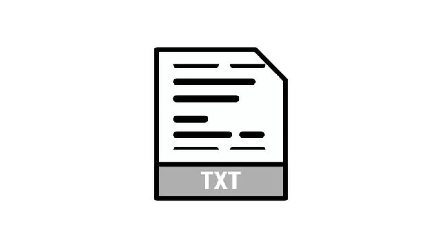 Simple TXT text file icon with horizontal text lines and a gray label on a white background, ideal for notes, documents, and file manager interfaces