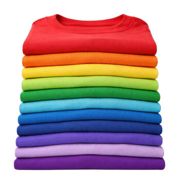 PNG Colorful stacked rainbow shirts
