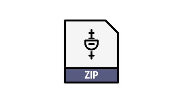 ZIP compressed archive file icon with a zipper and a purple label on a white background, ideal for file compression, downloads, and storage interfaces
