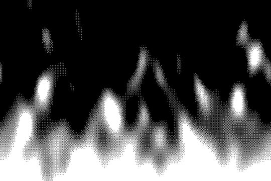 1 bit ordered dither pixel fire flames on black background