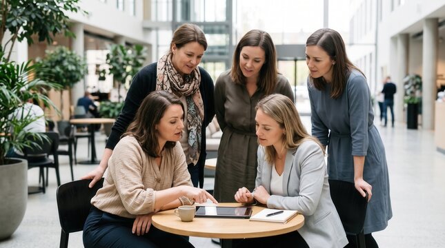 People collaborating at meeting around table in bright office, sharing ideas with focused expressions and diverse professional teamwork during productive discussion
