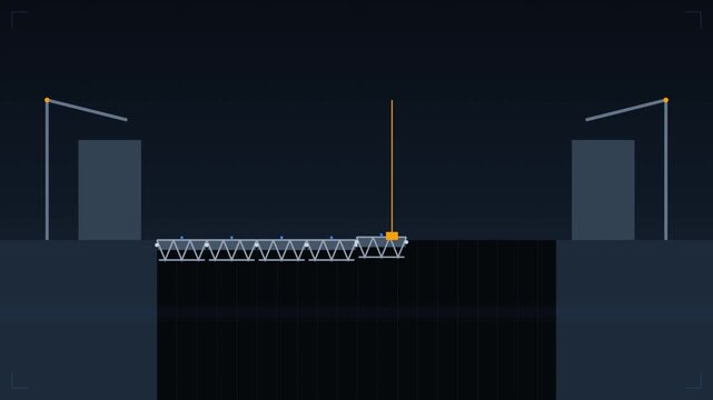 Structural bridge engineering design displayed on a technical digital blueprint