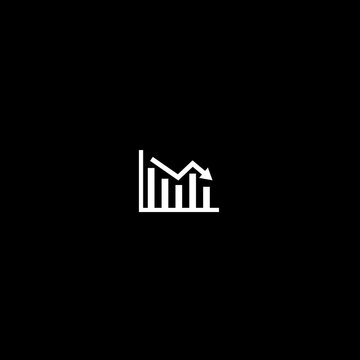 Bar chart icon with a downward trending arrow