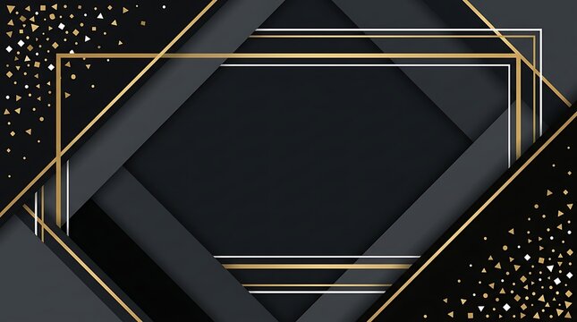 Black friday sale background with gold typography and geometric shapes