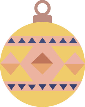 Cute Yellow Christmas Ornament Bauble with Geometric Pattern