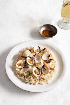 Italian Seafood Risotto with Fresh Clams and White Wine
