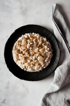 Pear and stracchino cheese risotto.