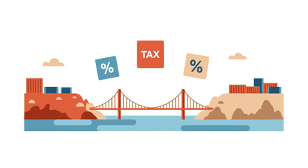 Fototapeta premium Financial Tax and Interest Rate Concept Bridge Vector Illustration