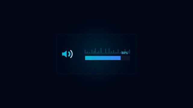 A sound slider bar with volume icon on a black background.