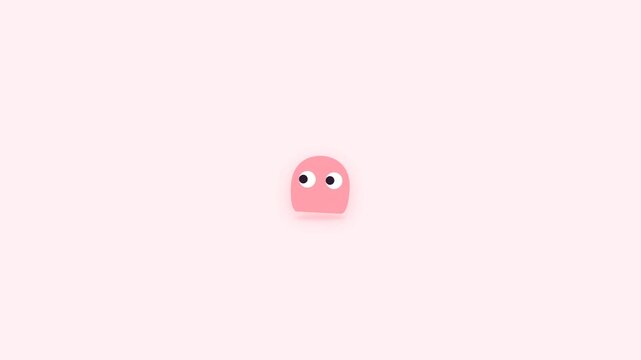 Cute Pink Blob Character Animation with Expressive Eye Movements.