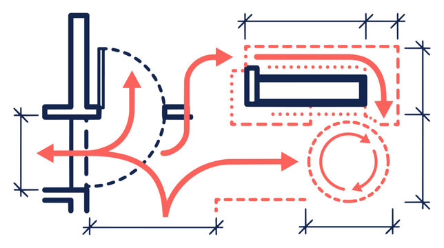 Architectural Clearance Planning Diagram and CAD Vector Symbol