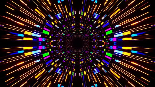 多色光の高速トンネルを駆け抜けるパチスロ激アツ横型動画