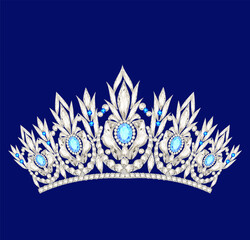 tiara crown women's wedding with a light blue stones © Gregory