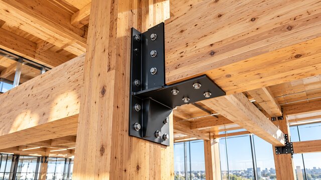 Modern mass timber commercial construction cross-laminated timber CLT structural connection