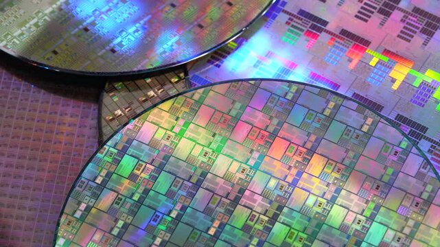 Silicon Wafers and Microcircuits,slice of semiconductor material, used in electronics for the fabrication of integrated circuits.
