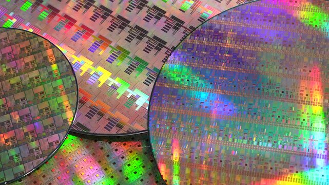 Silicon Wafers and Microcircuits,slice of semiconductor material, used in electronics for the fabrication of integrated circuits.