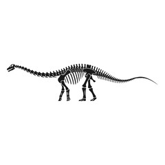 Black Sauropod Dinosaur Skeleton Silhouette Graphic Vector Prehistoric Fossil Illustration © Sopian