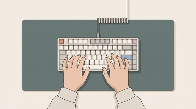 Typing on a Computer Keyboard for Office Work, Data Entry, Digital Communication, and Modern Business Productivity