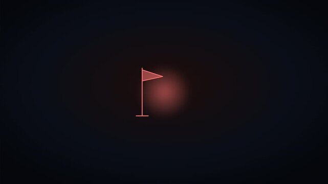 Minimalist glowing red flag icon centered on a dark professional background for navigation and goal achievement concepts