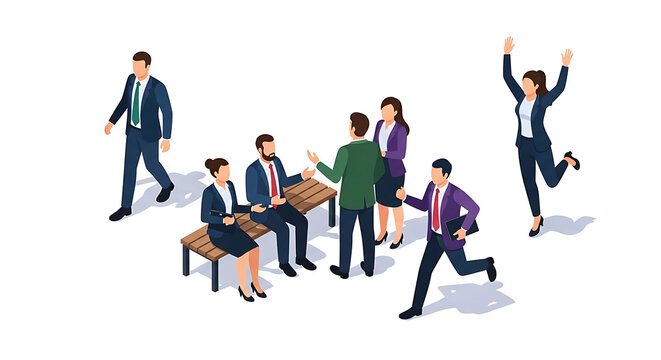 Business People Collaborating and Communicating Outdoors Showcasing Dynamic Teamwork and Individual Success in a Professional Corporate Environment