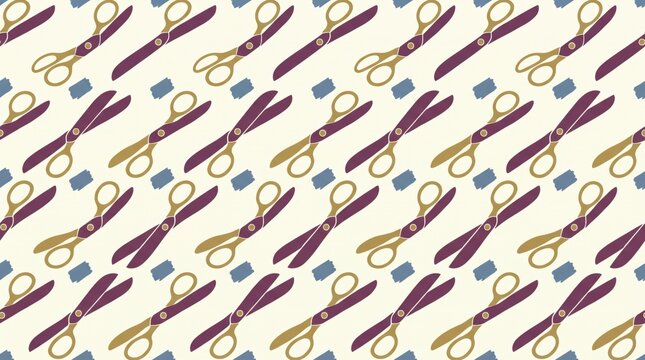 Flat Sewing Shear Silhouettes Seamless Pattern