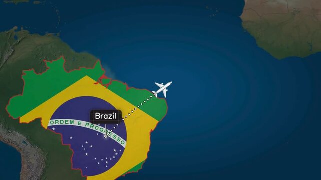 Flight from the Brazil to Philippines, accompanied by a map of the country and the flag.