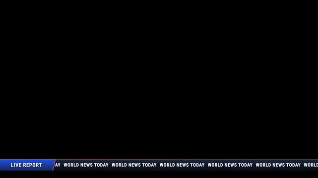 Television News Live Report Lower Third Overlay Chyron Bar 4K Loop on Transparent Alpha Background