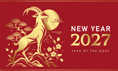 Plakat Chinese New Year 2027 Year of the Fire Goat, Chinese Zodiac Symbol
