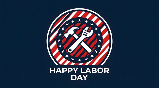 Happy labor day badge with tools