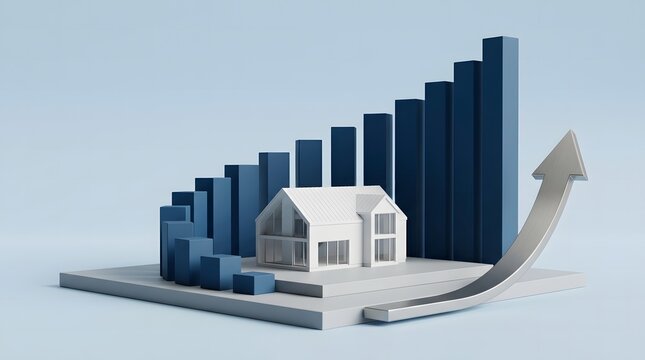 Real estate growth concept with house model