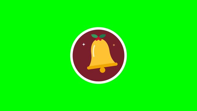 Christmas bell icons set on green screen background