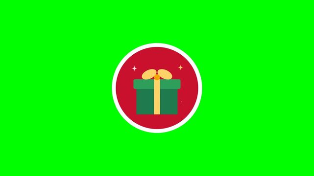 Flat christmas gift box icons animation on green screen background
