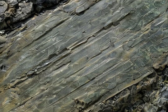 Slickenside fault surface with parallel striations
