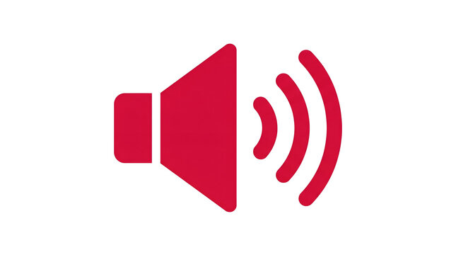 Red speaker icon representing volume control and audio settings for